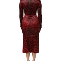 9396945-1.jpeg Dolce & Gabbana punane leopardimustriga ümberlõikeline pikkade varrukatega kleit
