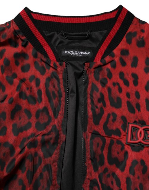 Dolce & Gabbana punane leopardimustriga lukuga meeste bomber-jakk