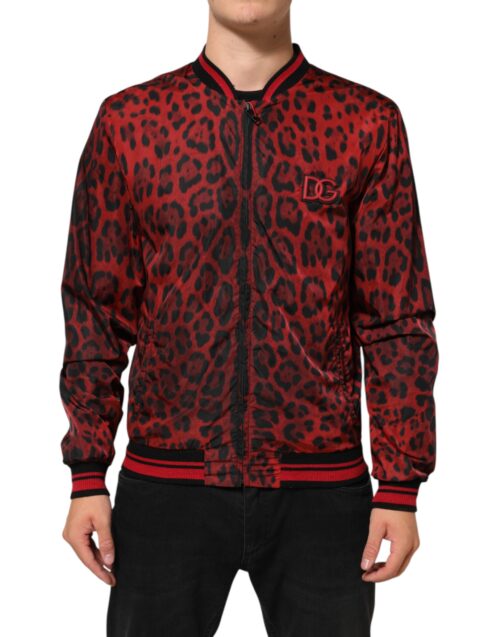 Dolce & Gabbana punane leopardimustriga lukuga meeste bomber-jakk