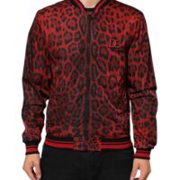 Dolce & Gabbana punane leopardimustriga lukuga meeste bomber-jakk
