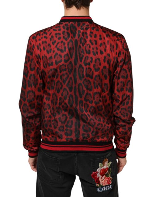 Dolce & Gabbana punane leopardimustriga lukuga meeste bomber-jakk