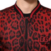 Dolce & Gabbana punane leopardimustriga lukuga meeste bomber-jakk