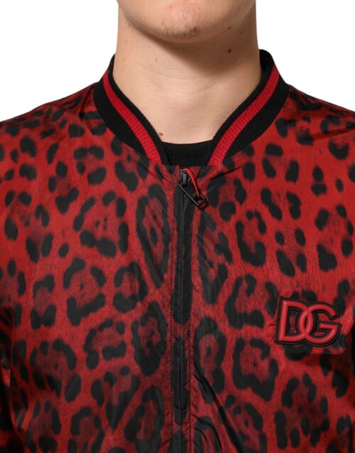 Dolce & Gabbana punane leopardimustriga lukuga meeste bomber-jakk