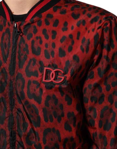 Dolce & Gabbana punane leopardimustriga lukuga meeste bomber-jakk