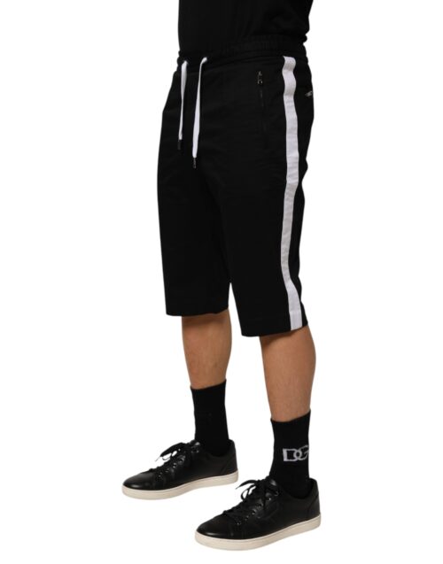 Dolce & Gabbana mustad puuvillased stretš Bermuda lühikesed püksid meestele