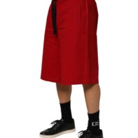 Dolce & Gabbana punased puuvillased keskmise vöökõrgusega nööriga bermuudalühikesed püksid