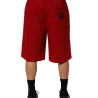 Dolce & Gabbana punased puuvillased keskmise vöökõrgusega nööriga bermuudalühikesed püksid