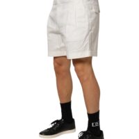 Dolce & Gabbana valged puuvillased meeste bermuudalühikesed püksid, keskmine vöökoht