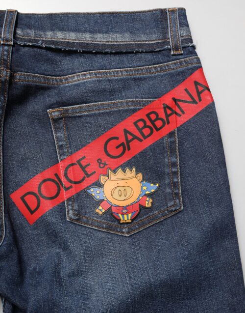 Dolce & Gabbana sinised puuvillased stretš kitsad meeste teksad