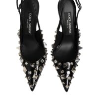 Dolce & Gabbana mustad neetidega nahast slingback-kontsad