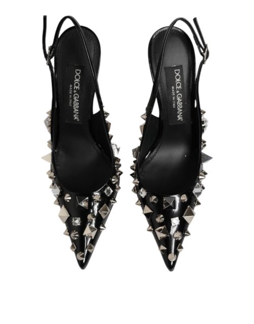 Dolce & Gabbana mustad neetidega nahast slingback-kontsad