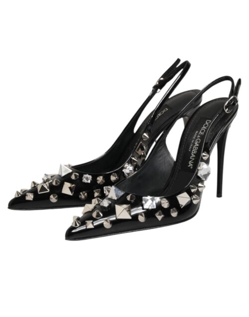 Dolce & Gabbana mustad neetidega nahast slingback-kontsad