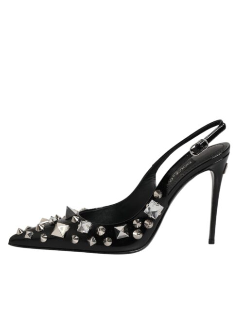 Dolce & Gabbana mustad neetidega nahast slingback-kontsad
