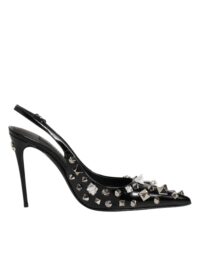 Dolce & Gabbana mustad neetidega nahast slingback-kontsad
