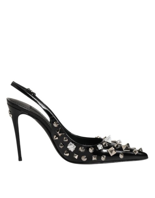 Dolce & Gabbana mustad neetidega nahast slingback-kontsad