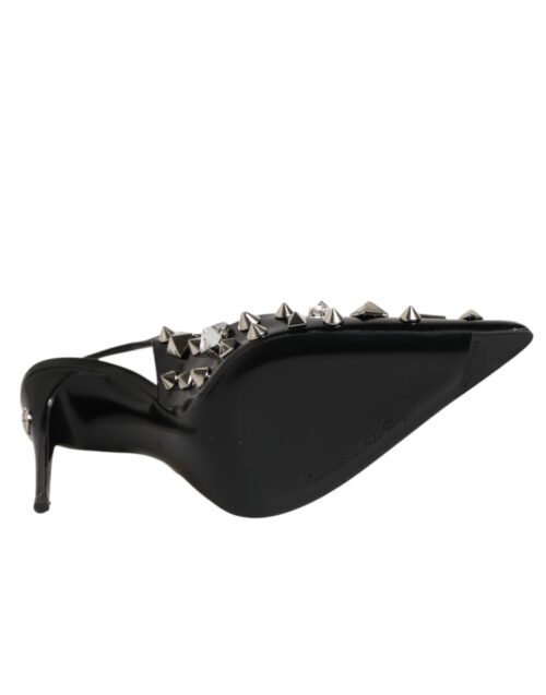 Dolce & Gabbana mustad neetidega nahast slingback-kontsad