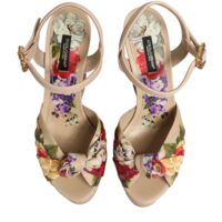 Dolce & Gabbana beežid lillelised kiilkonts-sandaalid pahkluurihmaga