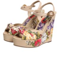 Dolce & Gabbana beežid lillelised kiilkonts-sandaalid pahkluurihmaga