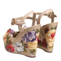 Dolce & Gabbana beežid lillelised kiilkonts-sandaalid pahkluurihmaga