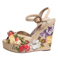 Dolce & Gabbana beežid lillelised kiilkonts-sandaalid pahkluurihmaga