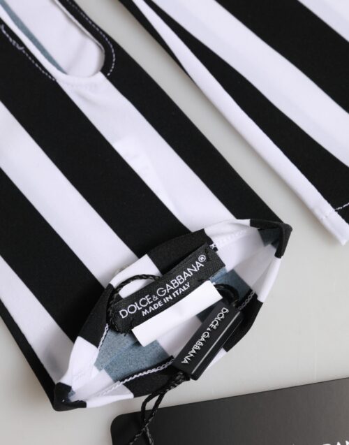 Dolce & Gabbana mustvalged nailonist sõrmedeta randmepikkused kindad