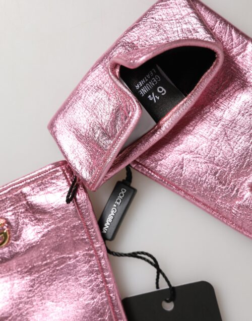 Dolce & Gabbana roosad nahast DG logoga randmepikkused labakindad