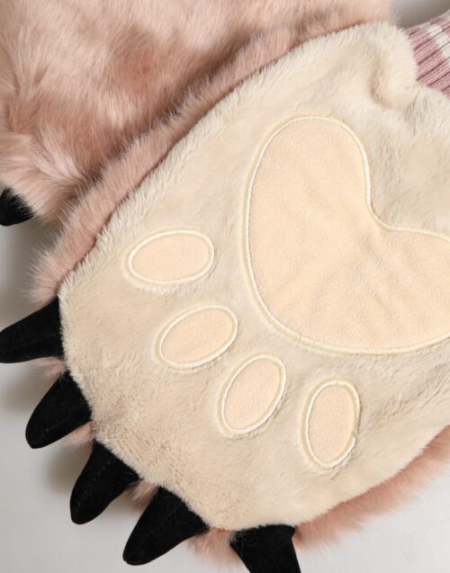 Dolce & Gabbana pruunid akrüülist kootud karvase randmeosaga labakindad