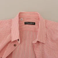 Dolce & Gabbana punase-valge triibuline puuvillane lühikeste varrukatega särk