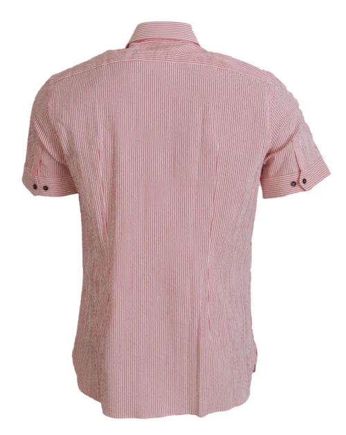 Dolce & Gabbana punase-valge triibuline puuvillane lühikeste varrukatega särk