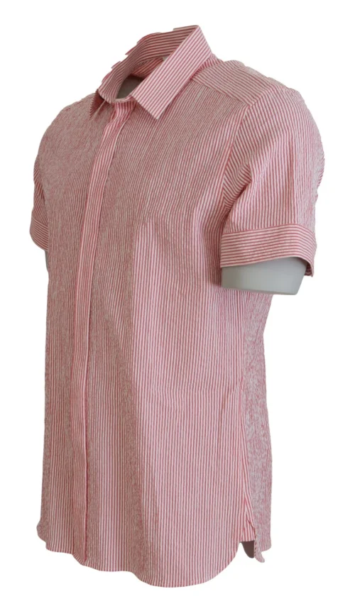 Dolce & Gabbana punase-valge triibuline puuvillane lühikeste varrukatega särk