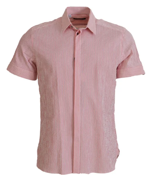 Dolce & Gabbana punase-valge triibuline puuvillane lühikeste varrukatega särk