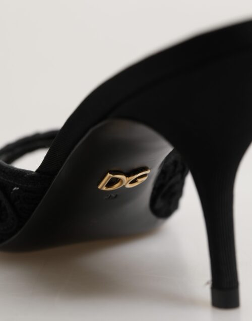 Dolce & Gabbana mustad tikandiga kontsslipperid