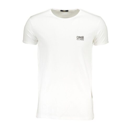 9698374.jpeg Cavalli Class Bianco Cotton Men T-Shirt