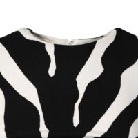 Dolce & Gabbana must-valge sebramustriga viskooskangast sirgelõikeline midikleit