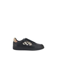 Burberry Black Calf Leather Bos Taurus Low Top Sneakers
