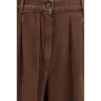Max Mara Brown Cotton Casual Pants