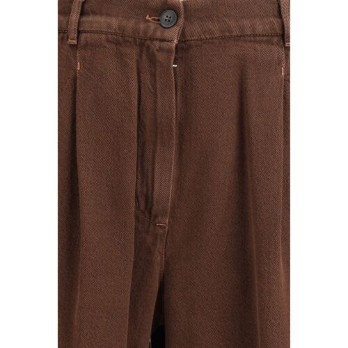 Max Mara Brown Cotton Casual Pants