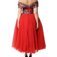 9890817.jpeg Dolce & Gabbana punane õlaltt paljastav A-lõikeline lilleline õhtukleit