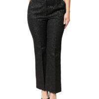 Dolce & Gabbana mustad kõrge vöökohaga lillebrokaatpüksid