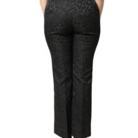 Dolce & Gabbana mustad kõrge vöökohaga lillebrokaatpüksid