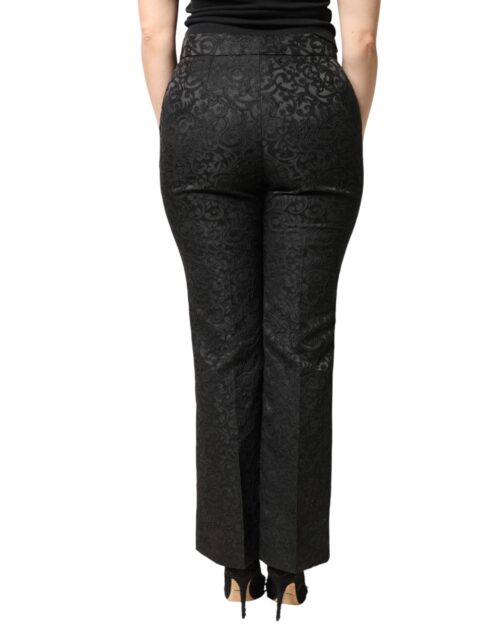 Dolce & Gabbana mustad kõrge vöökohaga lillebrokaatpüksid