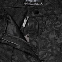 Dolce & Gabbana mustad kõrge vöökohaga lillebrokaatpüksid