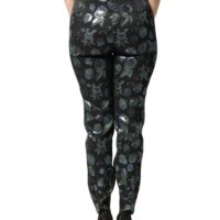 Dolce & Gabbana sinakasrohelised lillelised metallik kitsad püksid