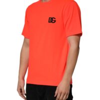Dolce & Gabbana neoonoranž meeste polüester T-särk ümmarguse kaelusega
