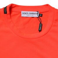 Dolce & Gabbana neoonoranž meeste polüester T-särk ümmarguse kaelusega