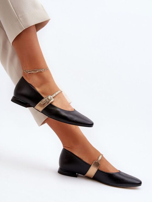 Elegantssed naturaalnahast ballerinad rihmaga