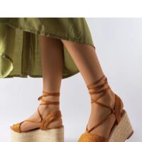 Pruunid platvorm-espadrillid ökoseemisnahast