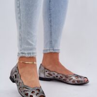 Jezzi avatud varbaga naiste ballerinad kunstnahast