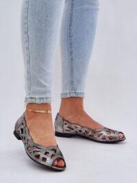 Jezzi avatud varbaga naiste ballerinad kunstnahast