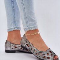 Jezzi avatud varbaga naiste ballerinad kunstnahast